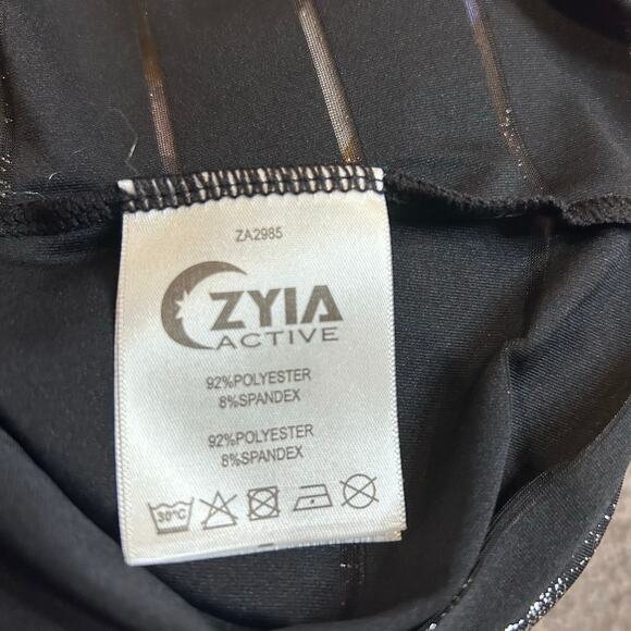 Zyia Active Black Havana Sparkly Sheer Striped Tank Top - Size Small - Picture 6 of 6